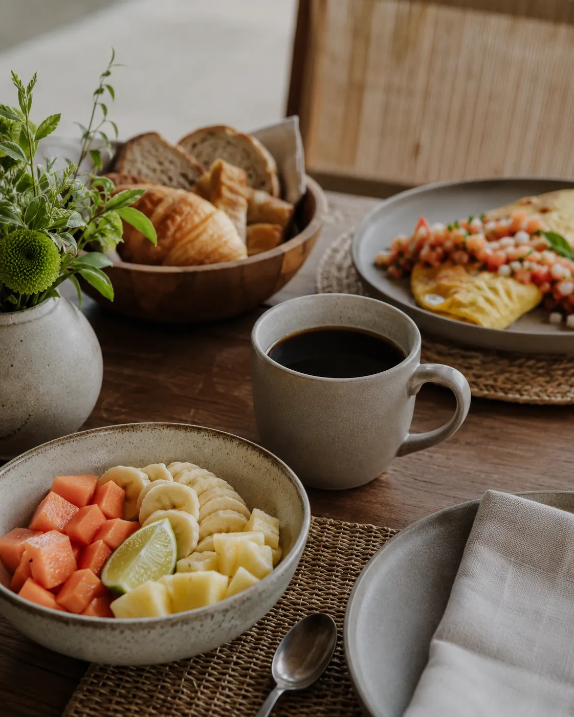Mesa de desayuno para una estadía compartida