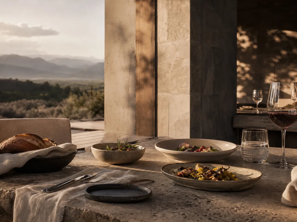 Mesa de restaurante de destino como ejemplo de recorrido interactivo.