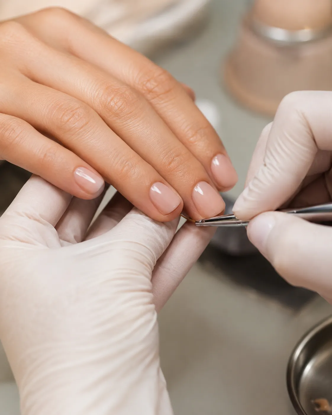 Servicio de manos con color y herramienta en primer plano.
