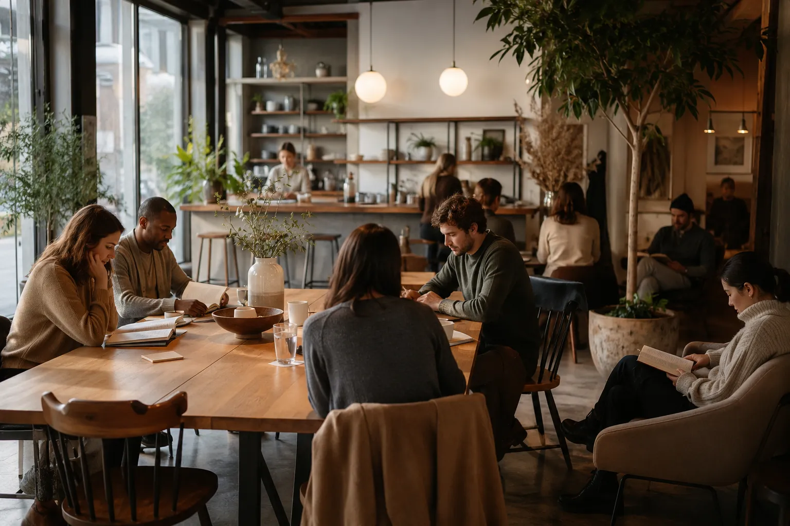 Mesa comunitaria para trabajo, reunion o permanencia tranquila.